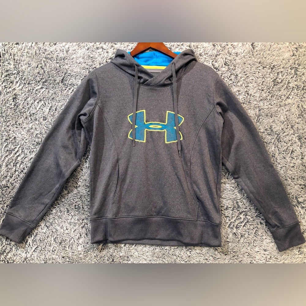 Under Armour UA Storm ColdGear Semi Fitted Hoodie, Gray Blue Yellow Women's Med